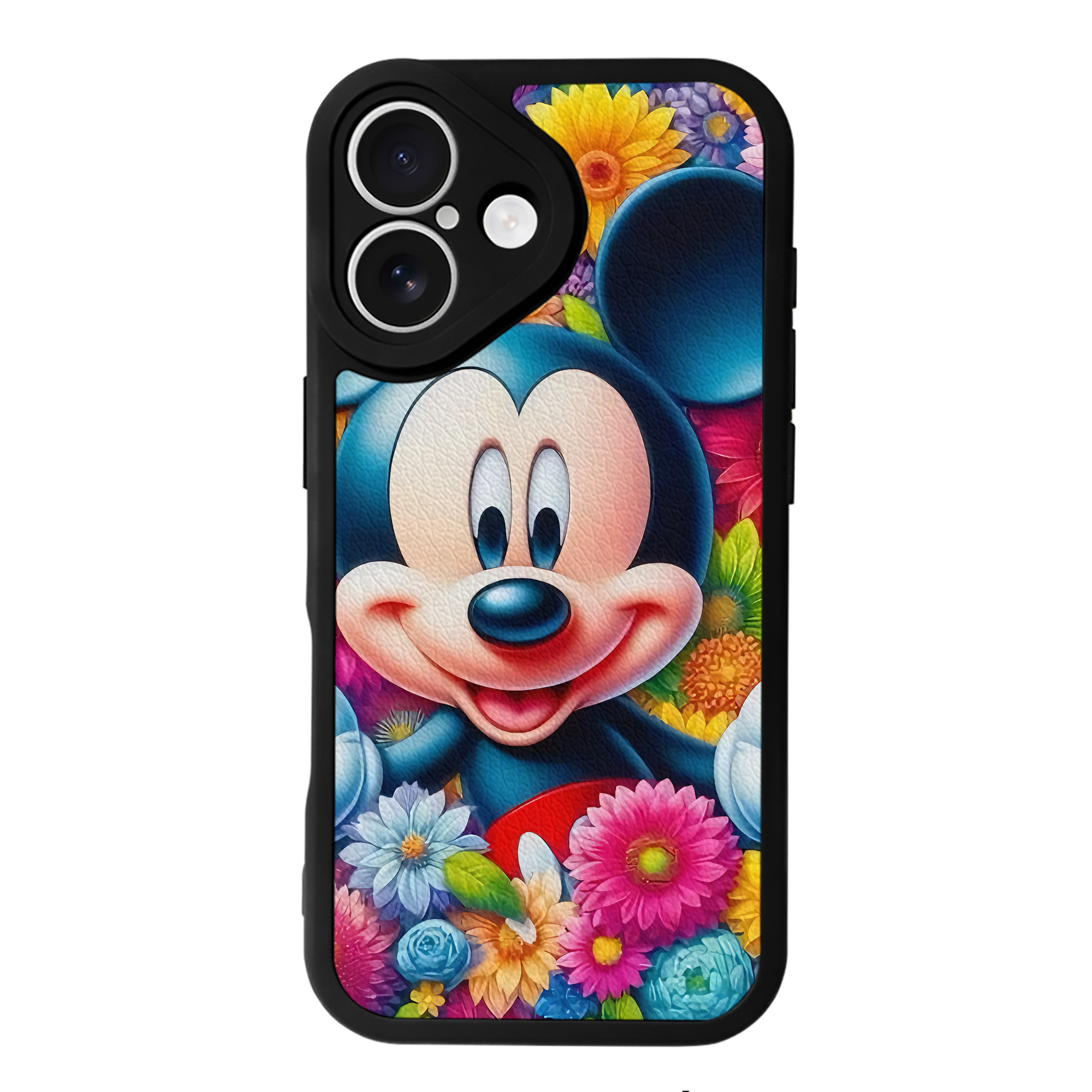 （画像用） ミッキーマウス Mickey Mouse 【iPhone 16シリーズ対応】シリコンスマホケース（レザー調） 材質：シリコン